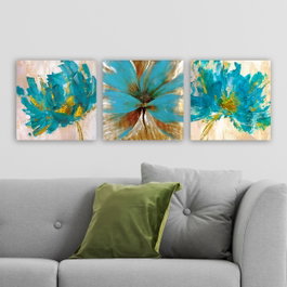 Wallity Conjunto de 3 Pinturas Decorativas en Lienzo Multicolor